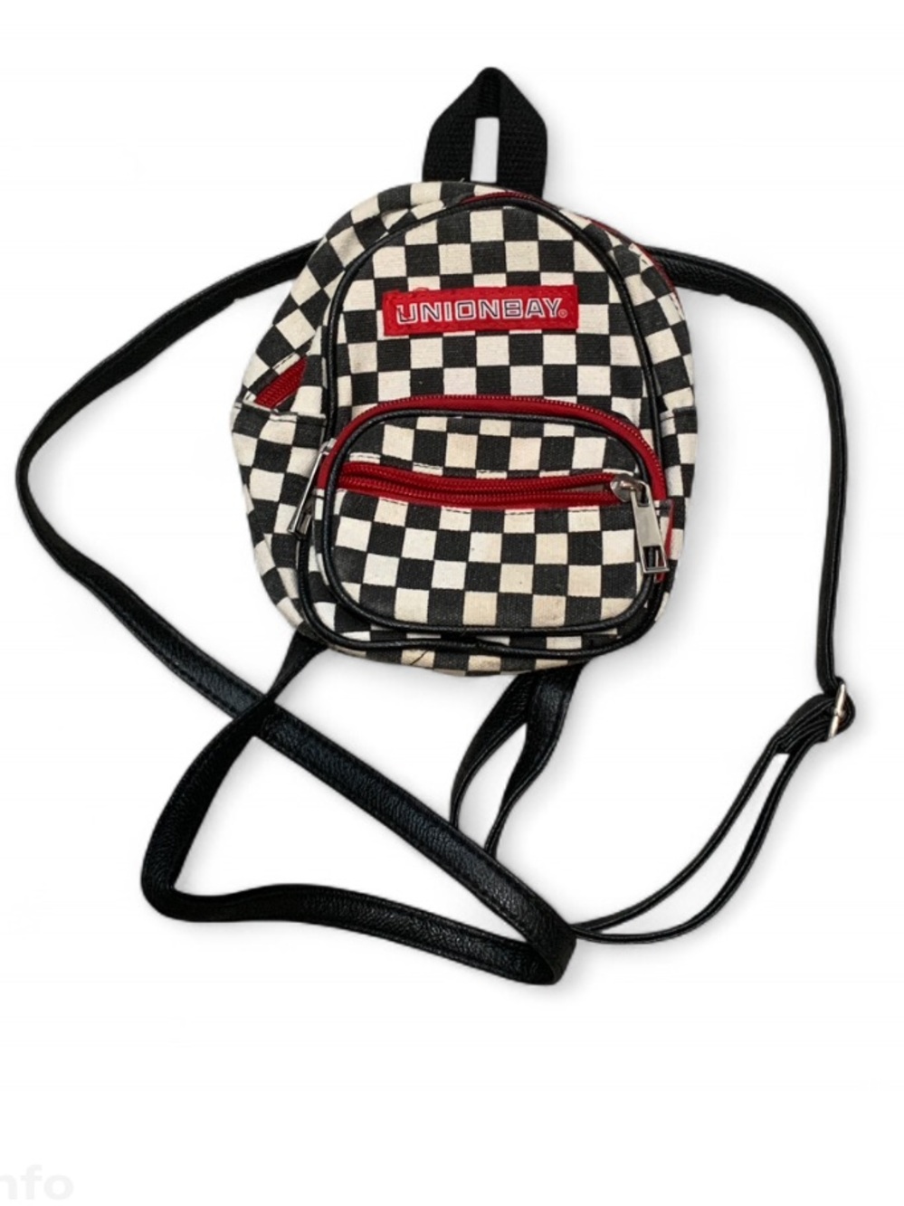 Y2K UNIONBAY Checkerboard Mini Backpack in Black, White & Red